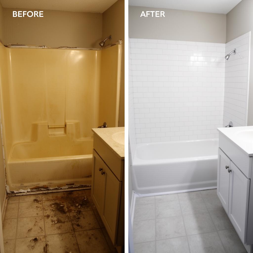 Rental Bathroom Refresh before and after